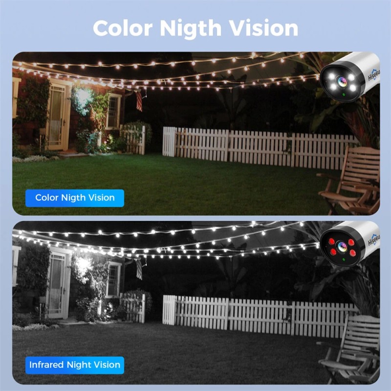 Hiseeu WK-4HBF03 3MP langaton IP-valvontajärjestelmä 4 kameraa IP66 vedenkestävä yönäkö liiketunnistus kaksisuuntainen ääni