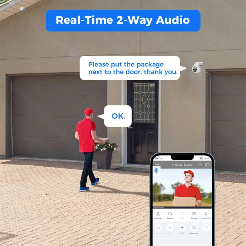 Hiseeu 4-kamerainen 5MP PoE-valvontapaketti tekoälyllä ihmisseuranta kaksisuuntainen ääni kohdevalo IP65 sisä- ja ulkokäyttö