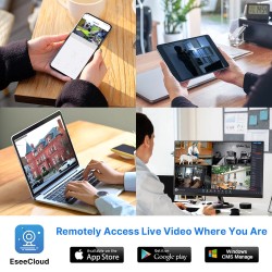 Hiseeu 4-kamerainen langaton valvontajärjestelmä 5MP IP66 NVR Eseecloud