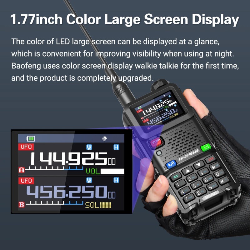 Baofeng UV-5RH PRO 10W GPS monikaistainen ladattava kaksisuuntainen radiopuhelin pitkä kantama