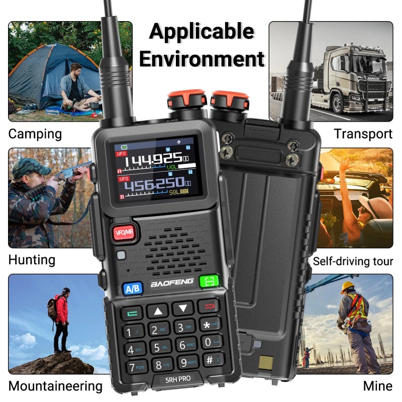 Baofeng UV-5RH PRO 10W GPS monikaistainen ladattava kaksisuuntainen radiopuhelin pitkä kantama