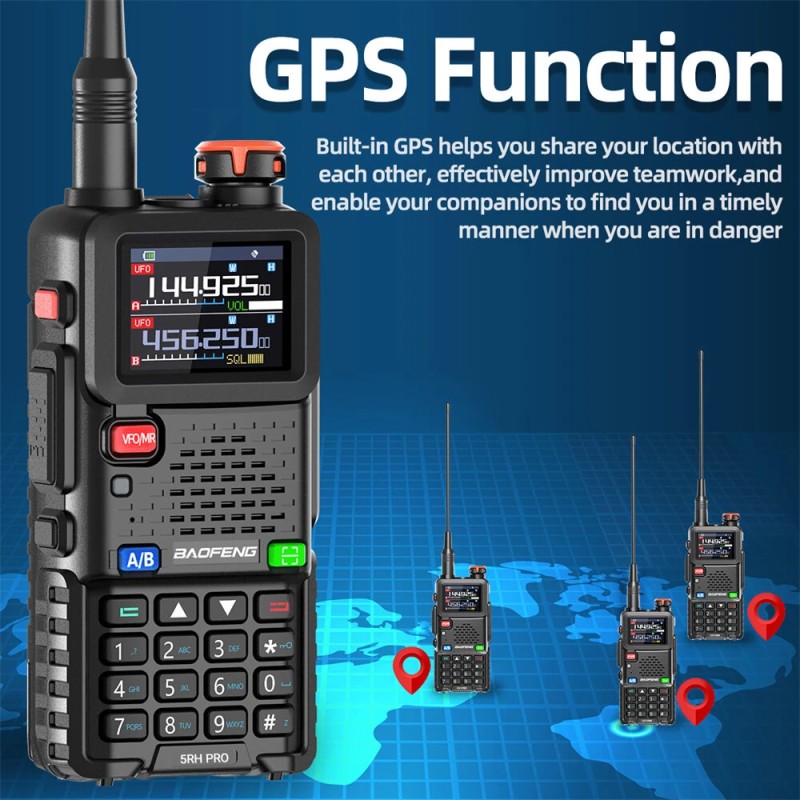 BAOFENG UV-5RH PRO 10W gps-radiopuhelin 640-kanavaa C-tyypin lataus NOAA-sääradio amatööriradio