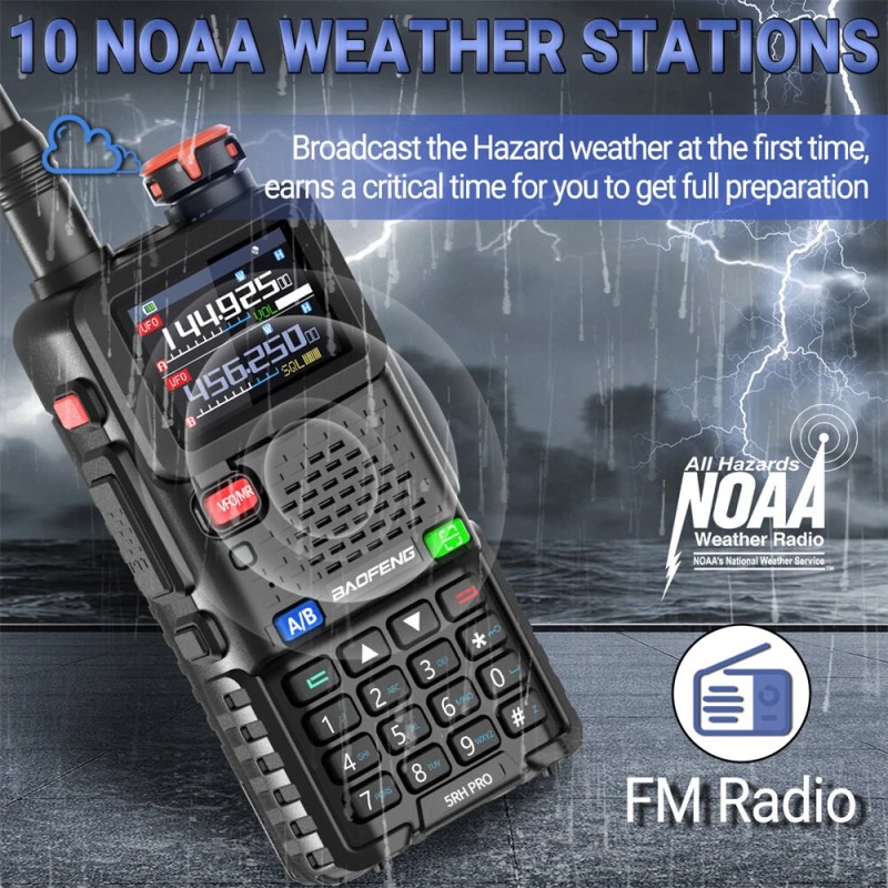 BAOFENG UV-5RH PRO 10W gps-radiopuhelin 640-kanavaa C-tyypin lataus NOAA-sääradio amatööriradio