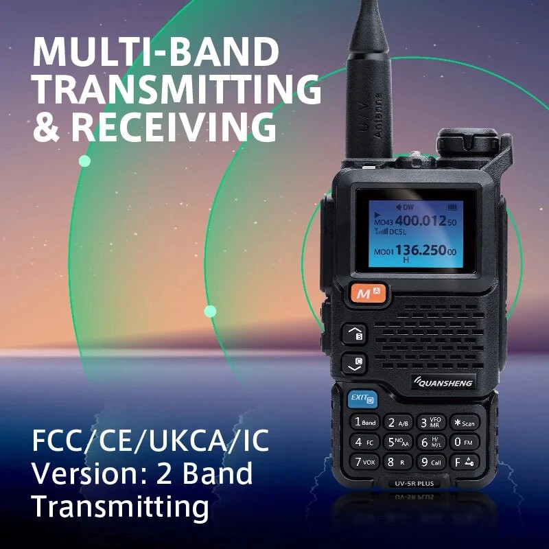 Quansheng UV-5R PLUS 5W ilmailuradio VHF UHF DTMF FM NOAA ladattava kahdensuuntainen radiopuhelin