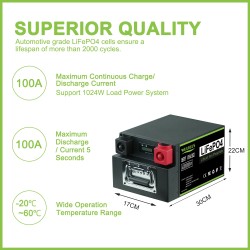 LiFePO4-akku 12 V 80 Ah sisäänrakennetulla BMS:llä aurinko-, meri- ja retkikäyttöön