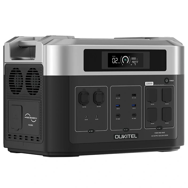 OUKITEL BP2000E kannettava virtalähde 2048Wh LiFePO4-akku 2200W UPS-toiminto aurinkolataus EU-pistoke