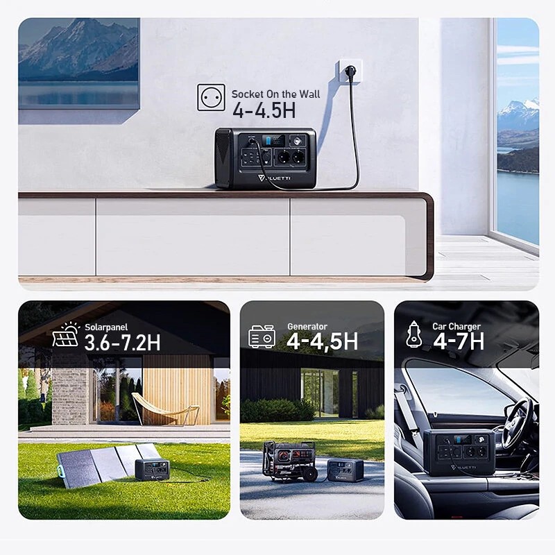 BLUETTI EB70 kannettava virtalähde 716Wh 1000W 32000mAh litiumrautafosfaatti aurinkogeneraattori matkailuun