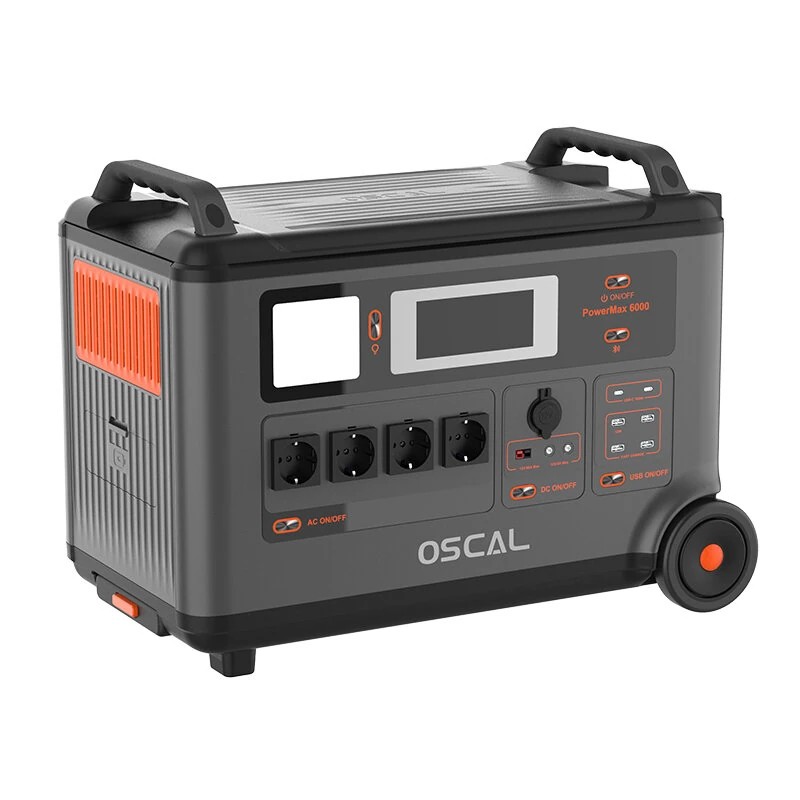 Blackview Oscal PowerMax6000 pyörällinen kestävä varavirtalähde LiFePO4-akku aurinkopaneelisarjalla neljätoista ulostuloa