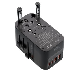 Blitzwolf BW-TA2 maailmanlaajuinen 5-toiminen matkasovitin GaN-tekniikka 100W pikalataus 2×USB-C 2×USB-A