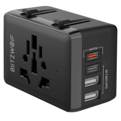 BlitzWolf BW-TA1 universaali matkasovitin neljällä USB-portilla PD20W yhteensopiva