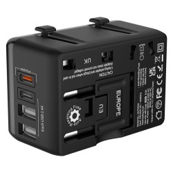 BlitzWolf BW-TA1 universaali matkasovitin neljällä USB-portilla PD20W yhteensopiva