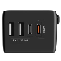 BlitzWolf BW-TA1 universaali matkasovitin neljällä USB-portilla PD20W yhteensopiva