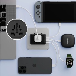 BlitzWolf BW-TA1 universaali matkasovitin neljällä USB-portilla PD20W yhteensopiva