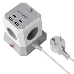 BlitzWolf BW-EC1 8-toiminen pystysuora kuutio EU-pistorasia 4 pistoketta 2 USB-A 2 USB-C