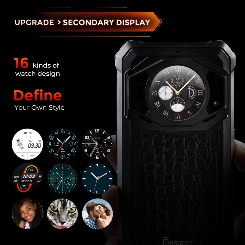 FOSSiBOT F101 Pro kestävä älypuhelin kaksoisnäytöllä 15 Gt muisti 128 Gt tallennustila 10600 mAh