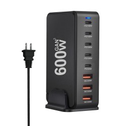 Bakeey YMX-600W 600W 8-porttinen nopea pöytälaturi 5 USB-C 3 USB-A