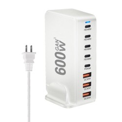 Bakeey YMX-600W 600W 8-porttinen nopea pöytälaturi 5 USB-C 3 USB-A