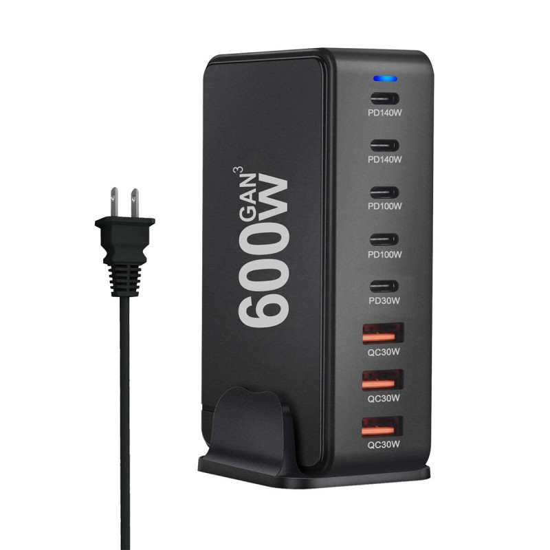 Bakeey YMX-600W 600W 8-porttinen nopea pöytälaturi 5 USB-C 3 USB-A