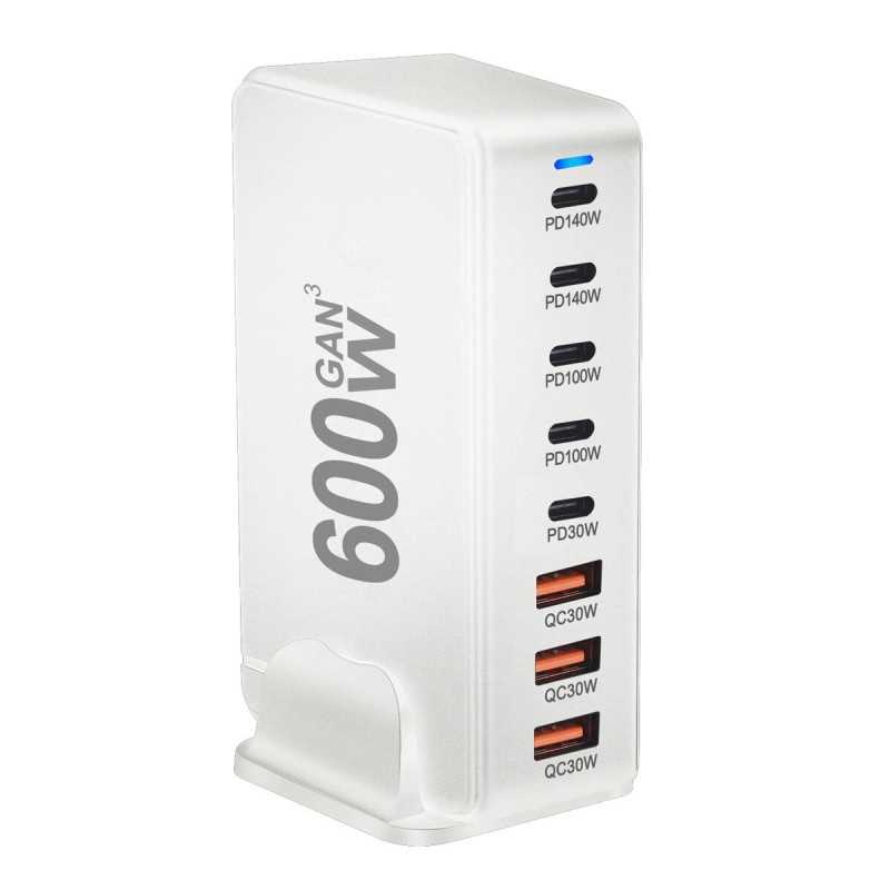 Bakeey YMX-600W 600W 8-porttinen nopea pöytälaturi 5 USB-C 3 USB-A