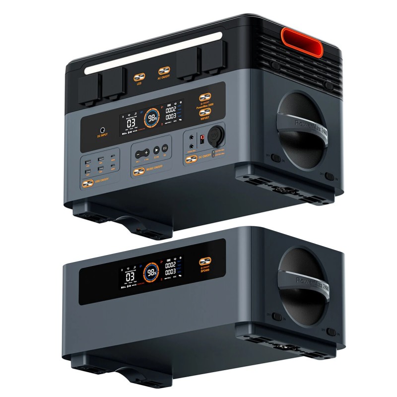 Blackview OSCAL PowerMax2400 kannettava varavirtalähde akkupaketti 1872Wh laajennettava kuusitoista lähtöä LiFePO4-akku