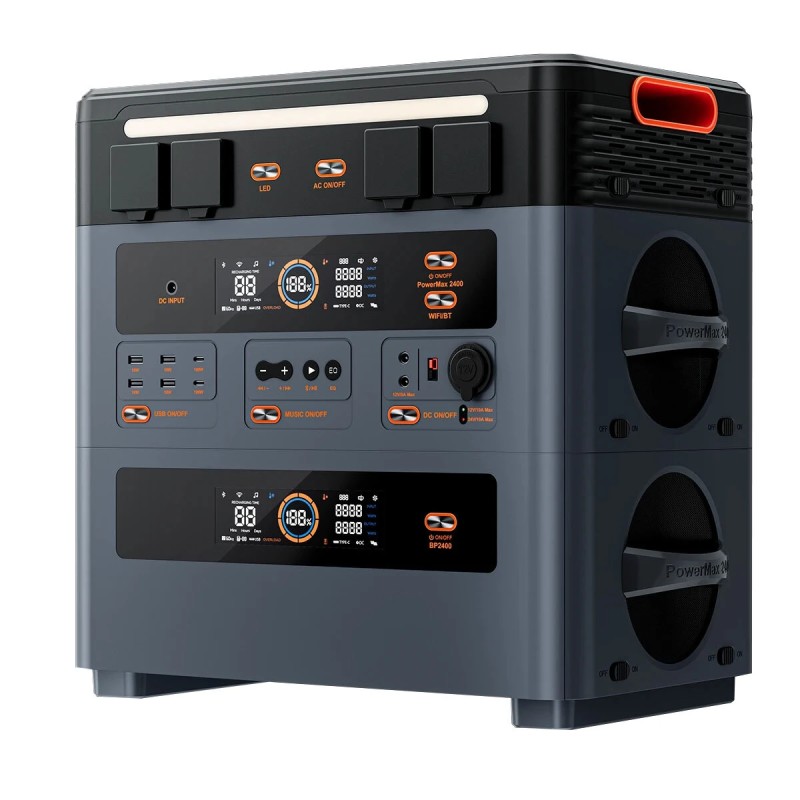 Blackview OSCAL PowerMax2400 kannettava varavirtalähde akkupaketti 1872Wh laajennettava kuusitoista lähtöä LiFePO4-akku