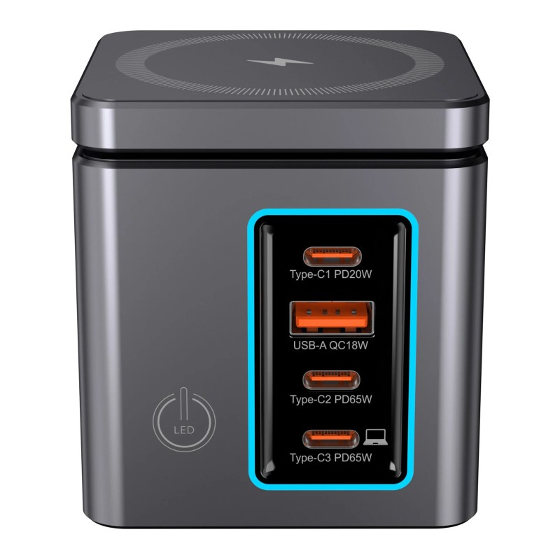 Blitzwolf BW-i113 105W monitoiminen pöytälaturi 6-porttinen langaton lataus LED-valo EU-pistoke