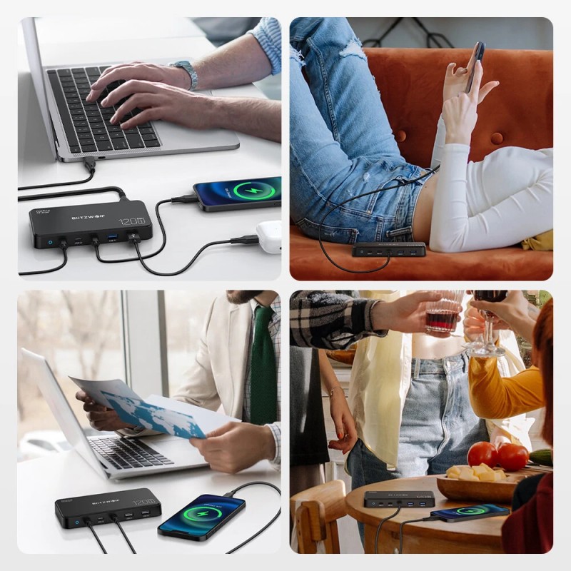 Blitzwolf BW-i100 120W 5-porttinen PD-lataustasema EU-pistokkeella 2 USB-A 3 USB-C