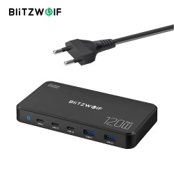 Blitzwolf BW-i100 120W 5-porttinen PD-lataustasema EU-pistokkeella 2 USB-A 3 USB-C