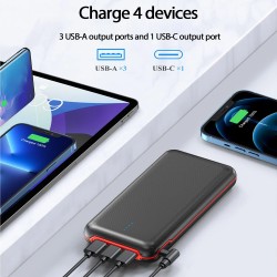 Elzle YD-887B 30000mAh varavirtalähde 22,5W sisäänrakennettu taskulamppu 2 tuloa 4 lähtöä PD- ja QC3.0-tuki