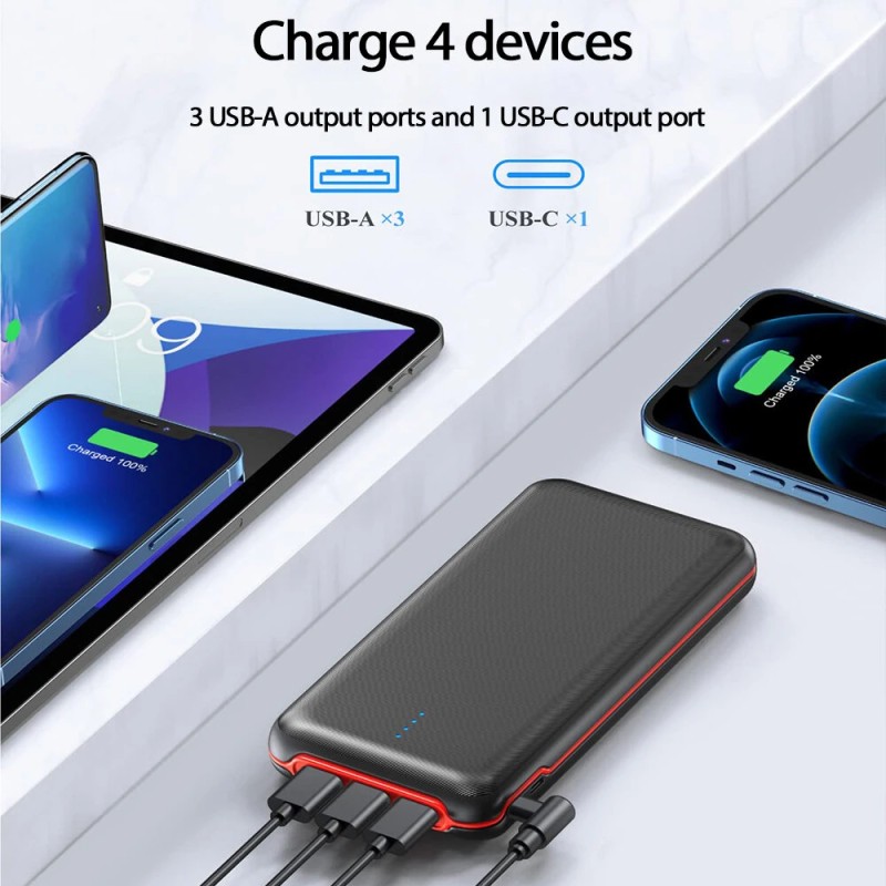 Elzle YD-887B 30000mAh varavirtalähde 22,5W sisäänrakennettu taskulamppu 2 tuloa 4 lähtöä PD- ja QC3.0-tuki