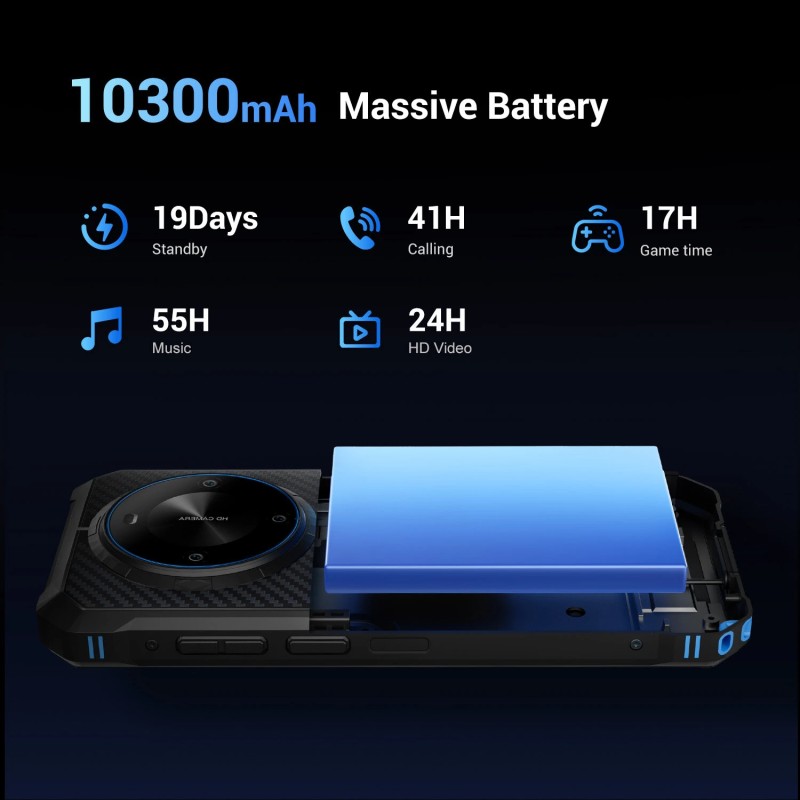 FOSSiBOT F105 kestävä älypuhelin 20 megapikselin kamera 12 Gt muisti 10300 mAh Android 14