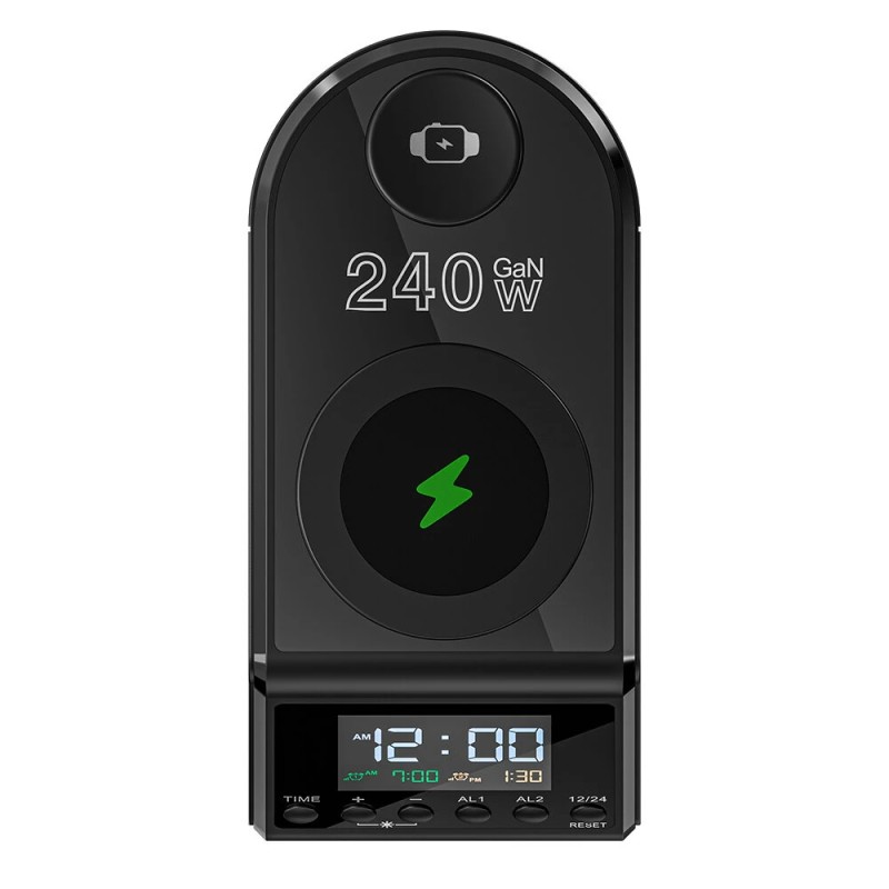 Blitzwolf BW-FW10 240W GaN 10-in-1 langaton lataustasema herätyskellolla