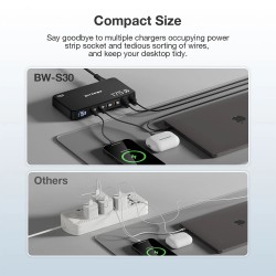 Blitzwolf BW-S30 175W 6-porttinen usb-pd työpöytälatausasema 4x usb-c 2x usb-a digitaalinäytöllä