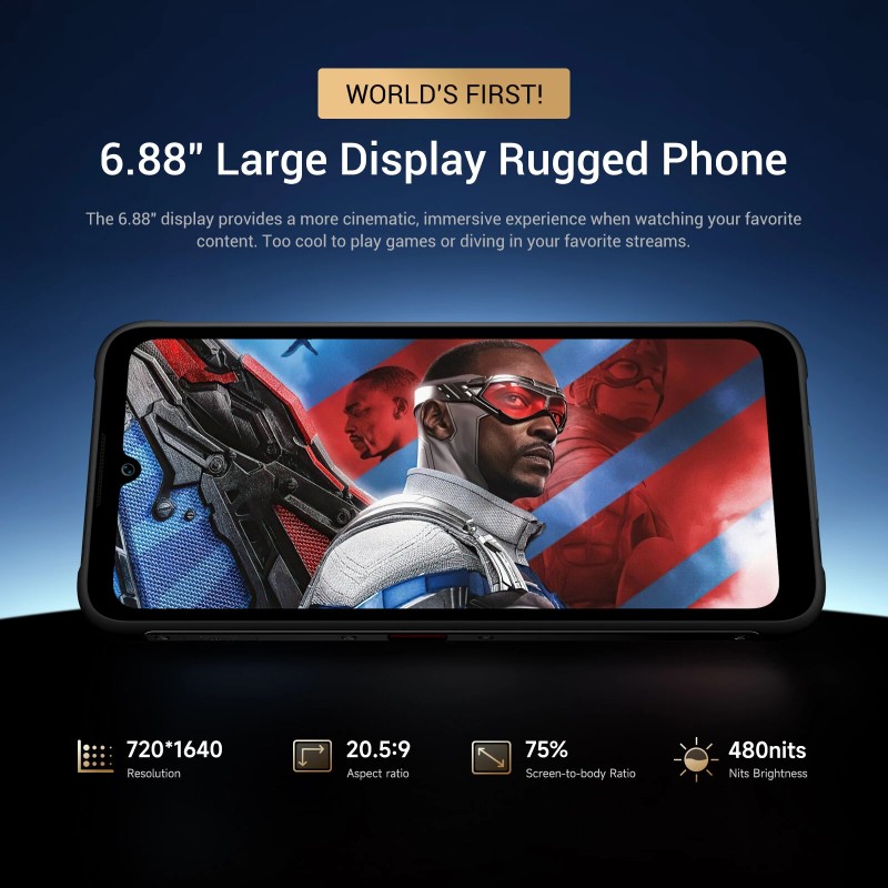 FOSSiBOT F112 Pro 5G kestävä älypuhelin 6,88-tuumainen 24 Gt 256 Gt 7150 mAh 50 MP-kamera
