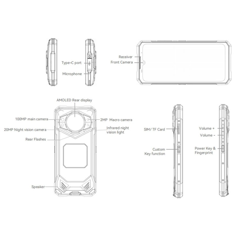 DOOGEE S200 X kestävä 5G-älypuhelin 32Gt/512Gt muistia 100MP-pääkamera 1,32 AMOLED-takanäyttö 10100mAh