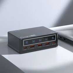 Blitzwolf BW-i9 110W 5-porttinen USB-C ja USB-A pöytälaturi digitaalinen näyttö