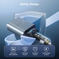 Bakeey sisäänvedettävä 131 W nelitoiminen autolaturi iPhone- ja C-tyypin kaapelilla