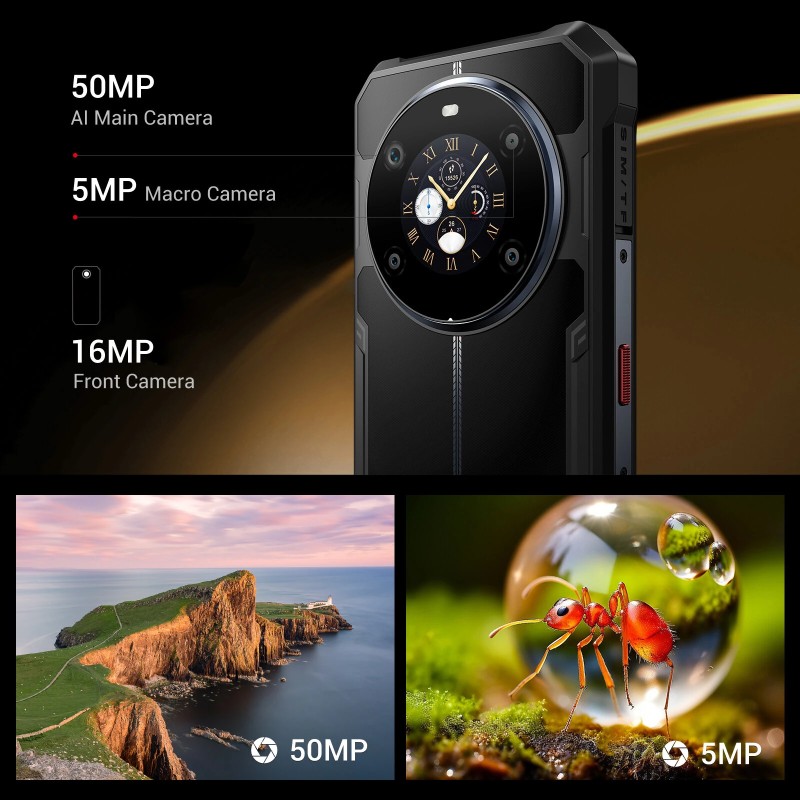 FOSSiBOT F109S kestävä kaksoisnäyttöinen Android 15 älypuhelin 24GB/256GB 10600mAh 50MP