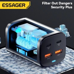 Essager ES-CD36 100W neljäporttinen GaN USB-C PD3.0 ja USB-A laturi