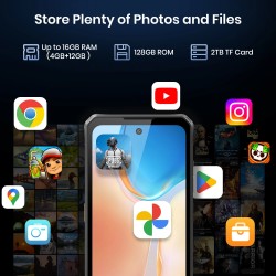FOSSiBOT F114 kestävä älypuhelin 50 megapikselin kamera 16 Gt muisti 128 Gt tallennustila NFC