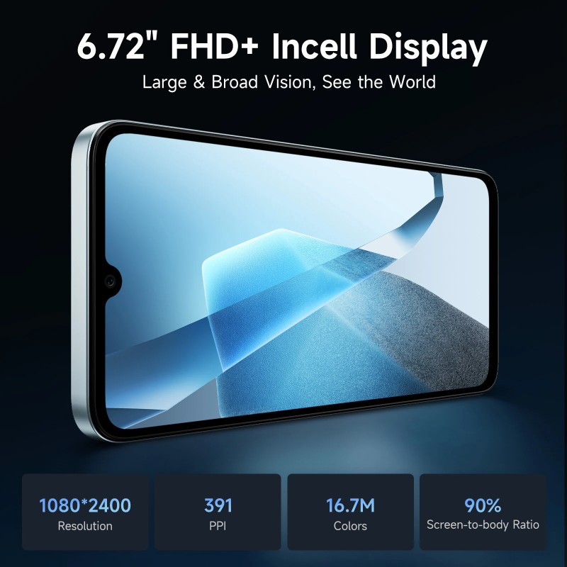 FOSSiBOT S2 50MP-kamera 20Gt/256Gt 6,72-tuuman näyttö 5000mAh NFC Android14 4G-älypuhelin