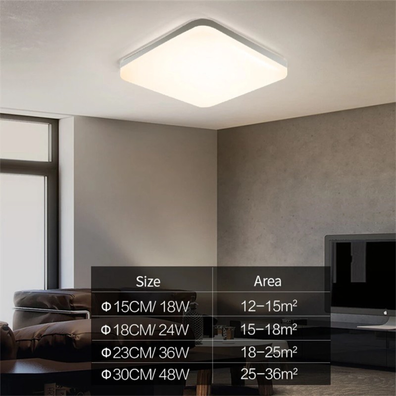 Elfeland 48W neliömäinen led-kattovalaisin 4cm ohut pinta-asennettava moderni makuuhuone