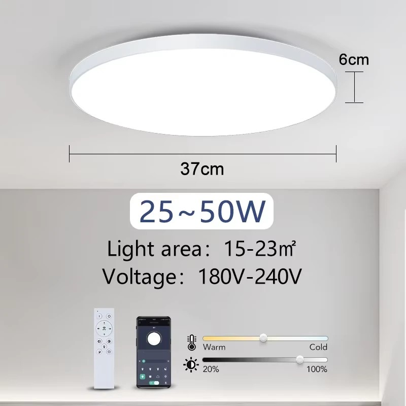 Elfeland 50W 37cm älykäs LED-kattovalaisin kaukosäätimellä pölytiivis himmennettävä 3000–6000K olohuoneeseen ja makuuhuoneeseen