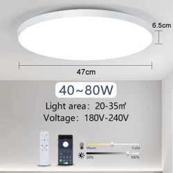 Elfeland 80W 47cm led-älykattovalaisin kaukosäädin pölysuojattu himmennettävä olohuoneeseen makuuhuoneeseen 180–240V