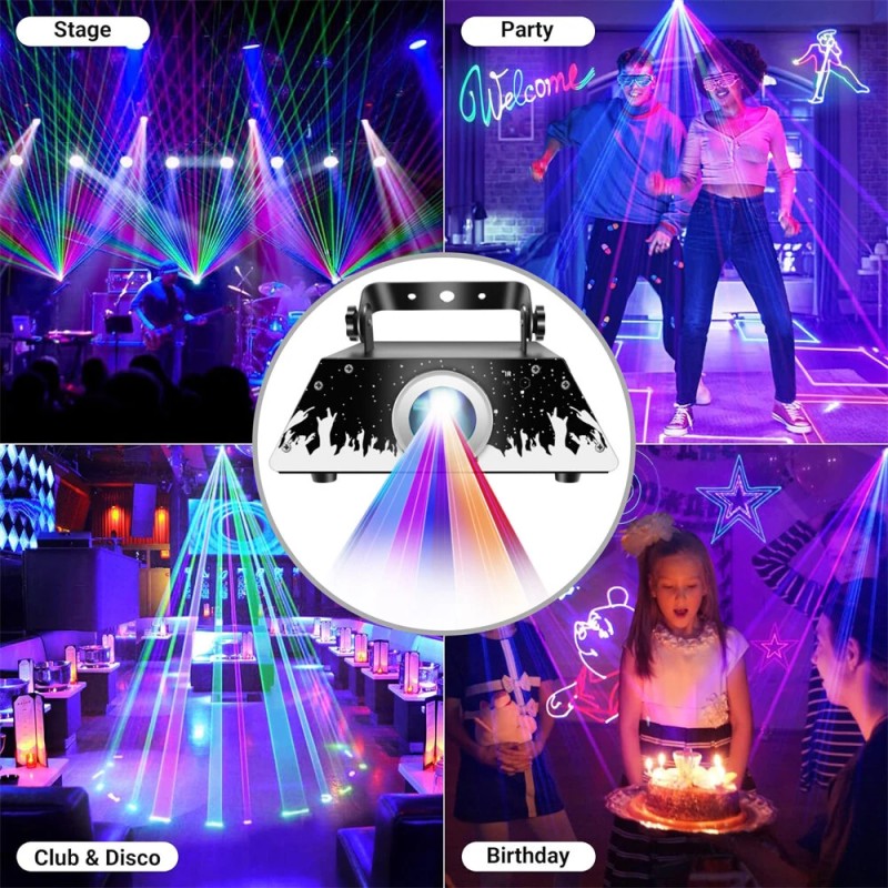 Elfeland RGB-animaatioprojektori kaukosäätimellä DMX512 10 metrin säde 9 esiasetettua kuviota bileisiin