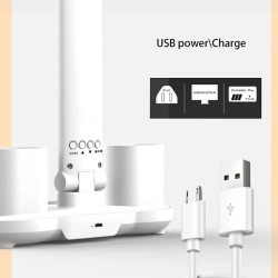 Kaksipäinen taittuva led-pöytävalaisin kosketusohjaus kello lämpömittari usb-lataus lukuvalo kynäteline säädettävä