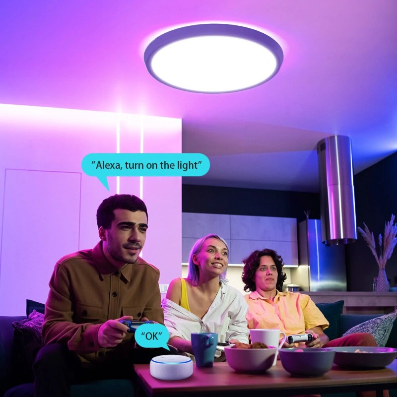 BlitzWill BW-CLT2 40 cm älykattovalaisin monivärinen säädettävä värilämpötila sovellus ja ääniohjaus kaukosäädin