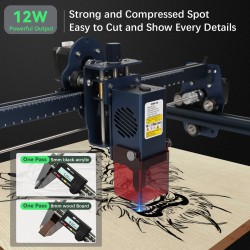 DIMIFUN DM6 B12 12W laserkaiverruskone 330x330 mm alumiinirunko tukee AI JPG PNG Gcode DXF