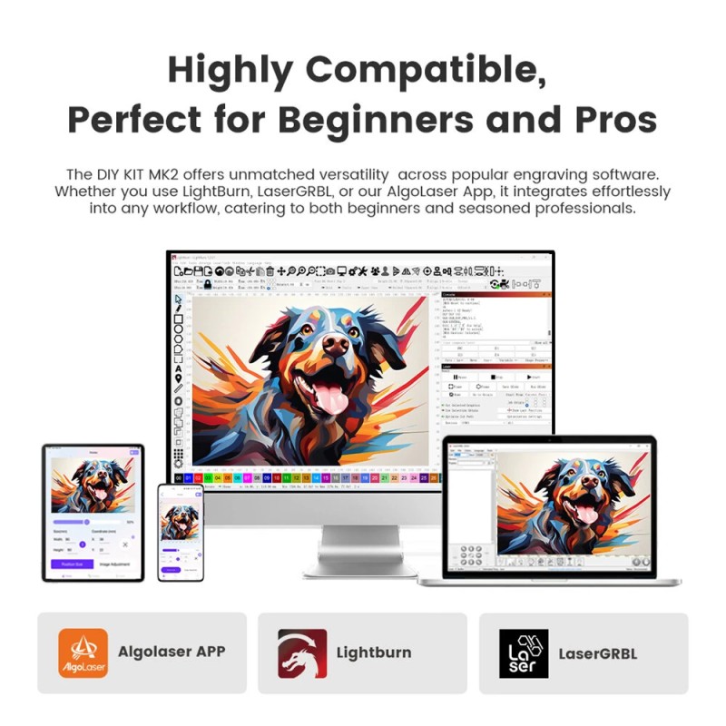 Algolaser DIY KIT MK2 tarkka 10 W laserkaiverrin 0,01 mm kosketusnäytöllä laajennettava työtila