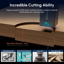 Algolaser delta 22W laserkaiverrus- ja leikkauskone offline-ohjausnäytöllä LightBurn 5G WiFi 440×415 mm